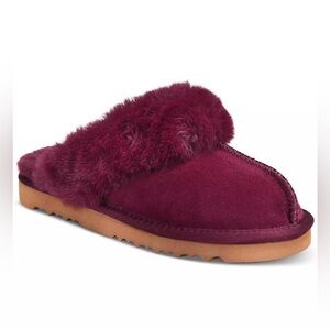 Style n Company Cozy Burgundy Fur-Lined Women's Slippers New In Box Soft